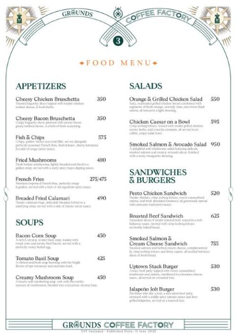 Little Ground Menu MENU - Grounds Coffee Factory